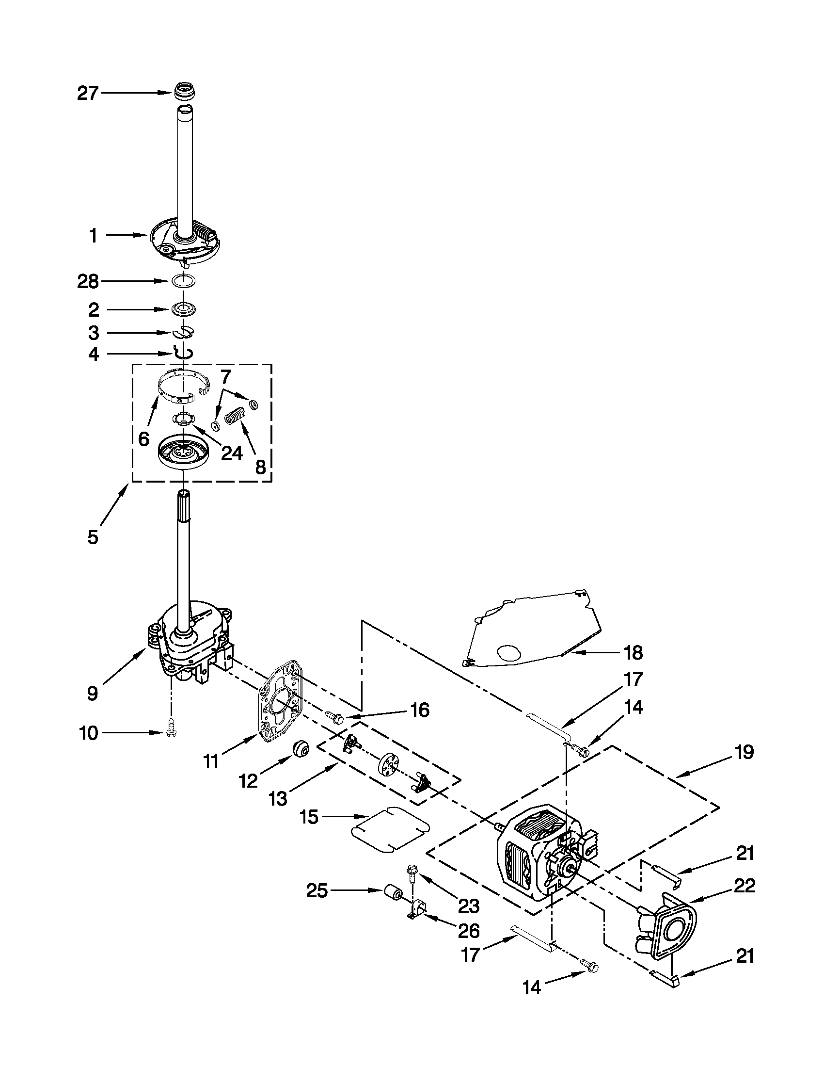 Brake, clutch, gearcase, motor and pump parts
