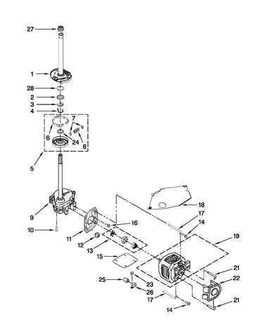 Brake, clutch, gearcase, motor and pump parts