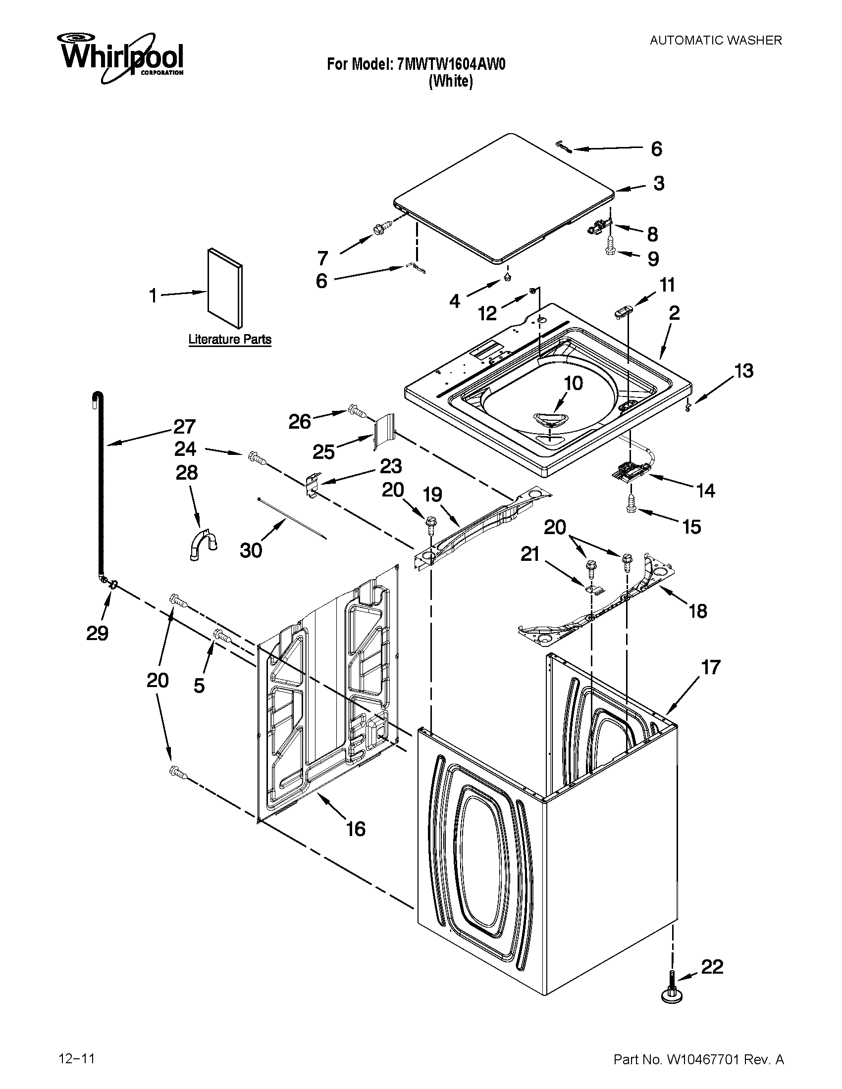 Top and cabinet parts