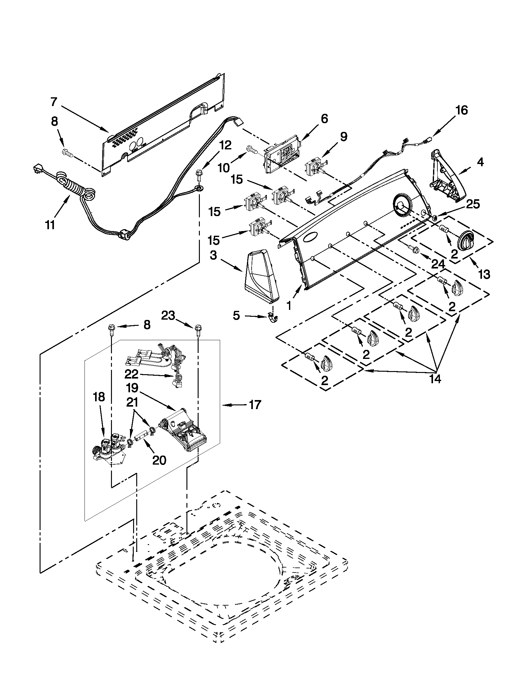 Controls and water inlet parts