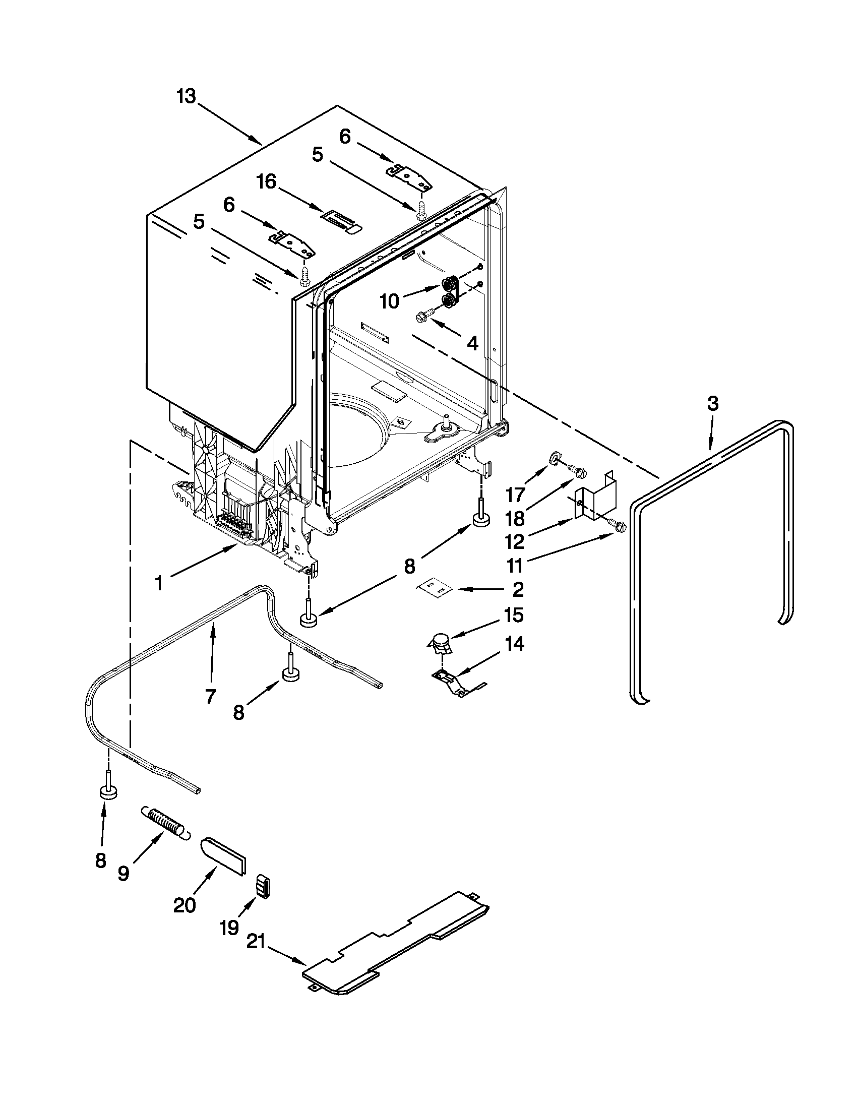 TUB AND FRAME PARTS