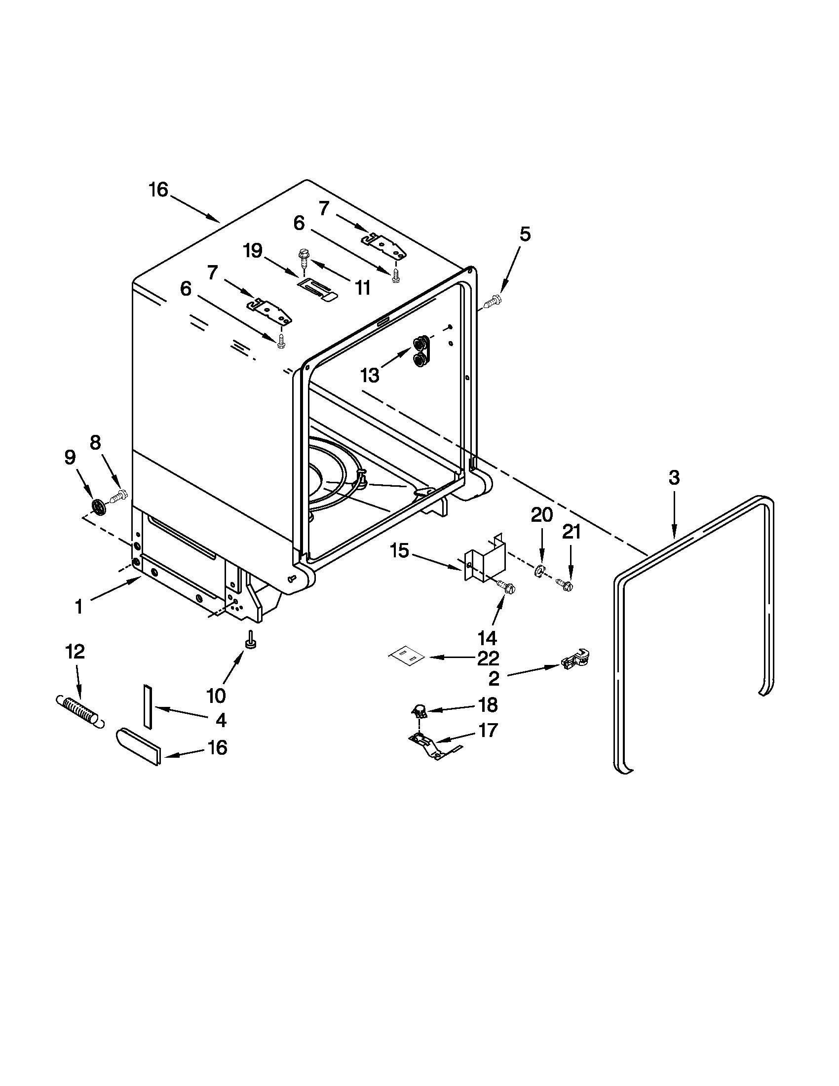 Tub and frame parts