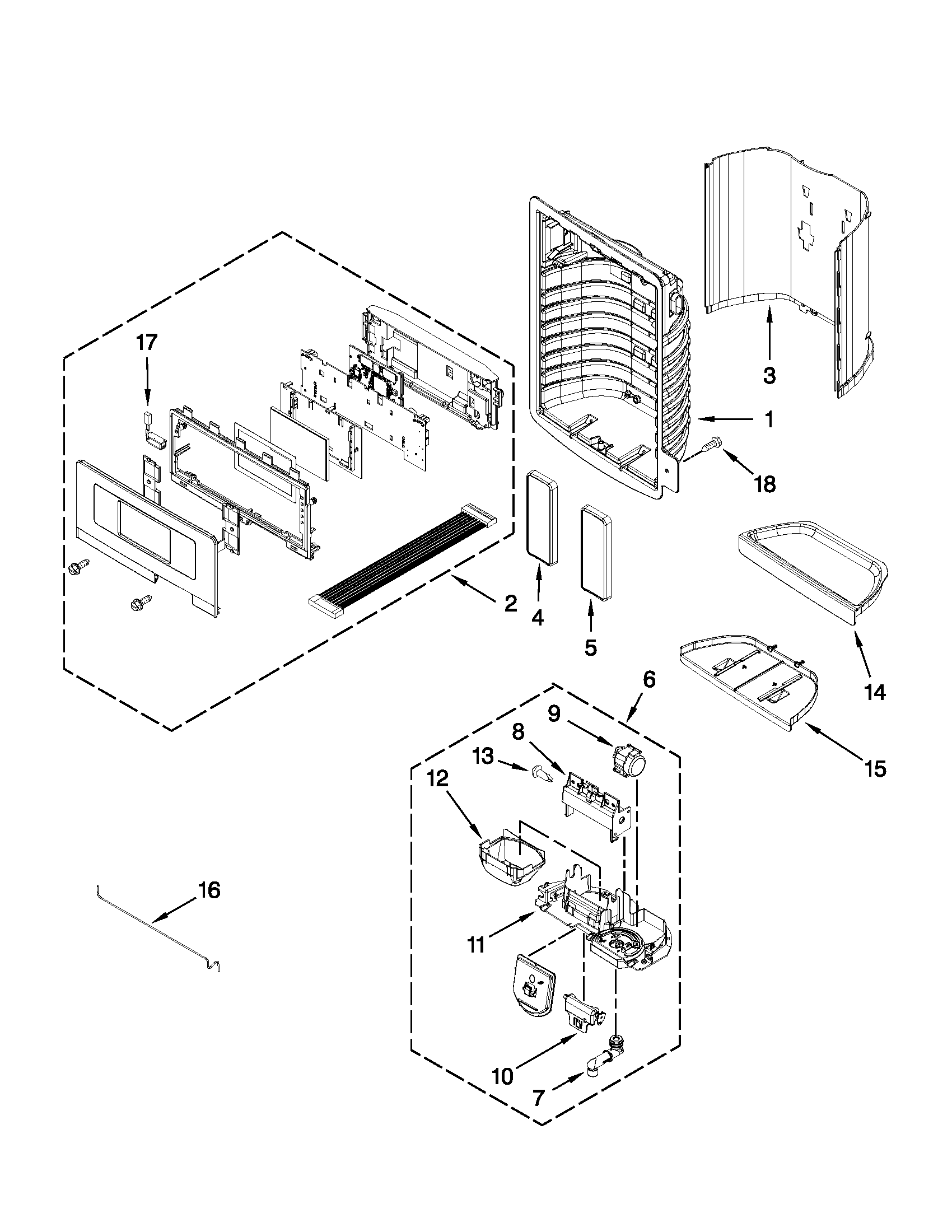 Dispenser front parts