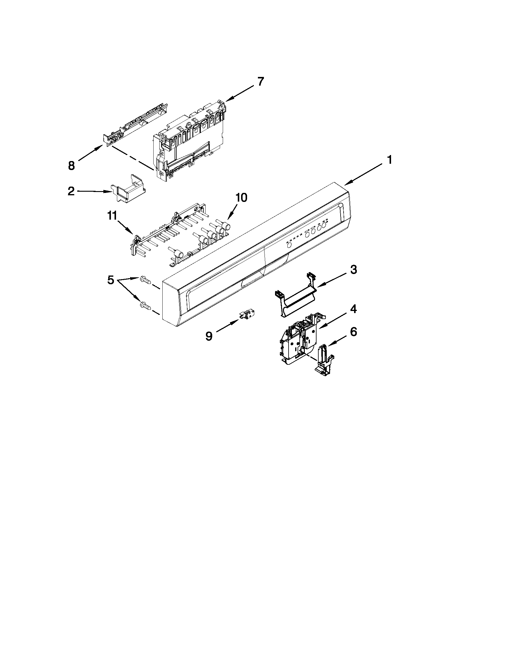 Control panel and latch parts