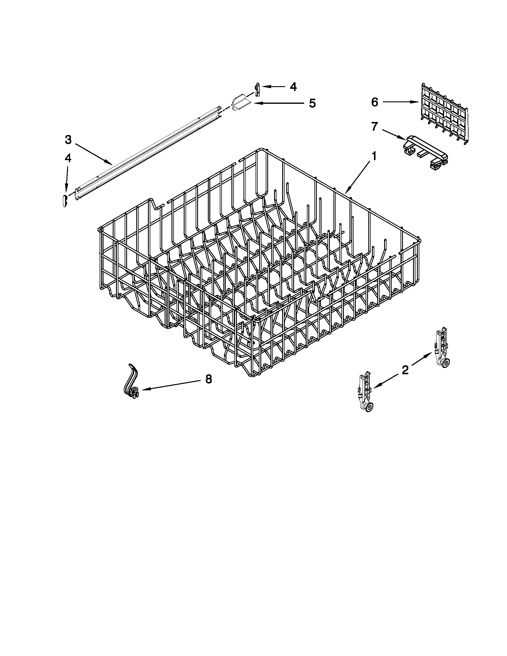 Upper rack and track parts