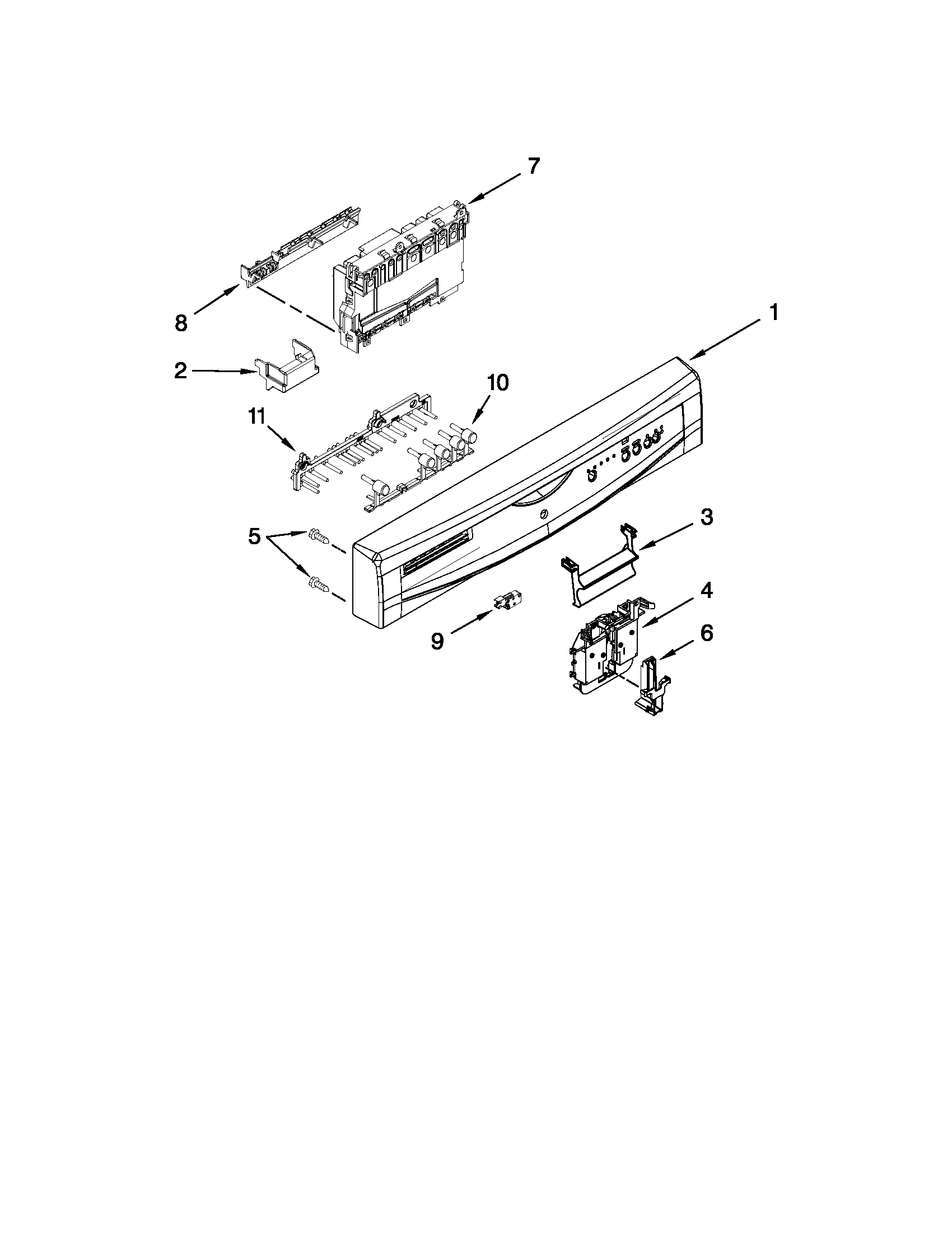 Control panel and latch parts
