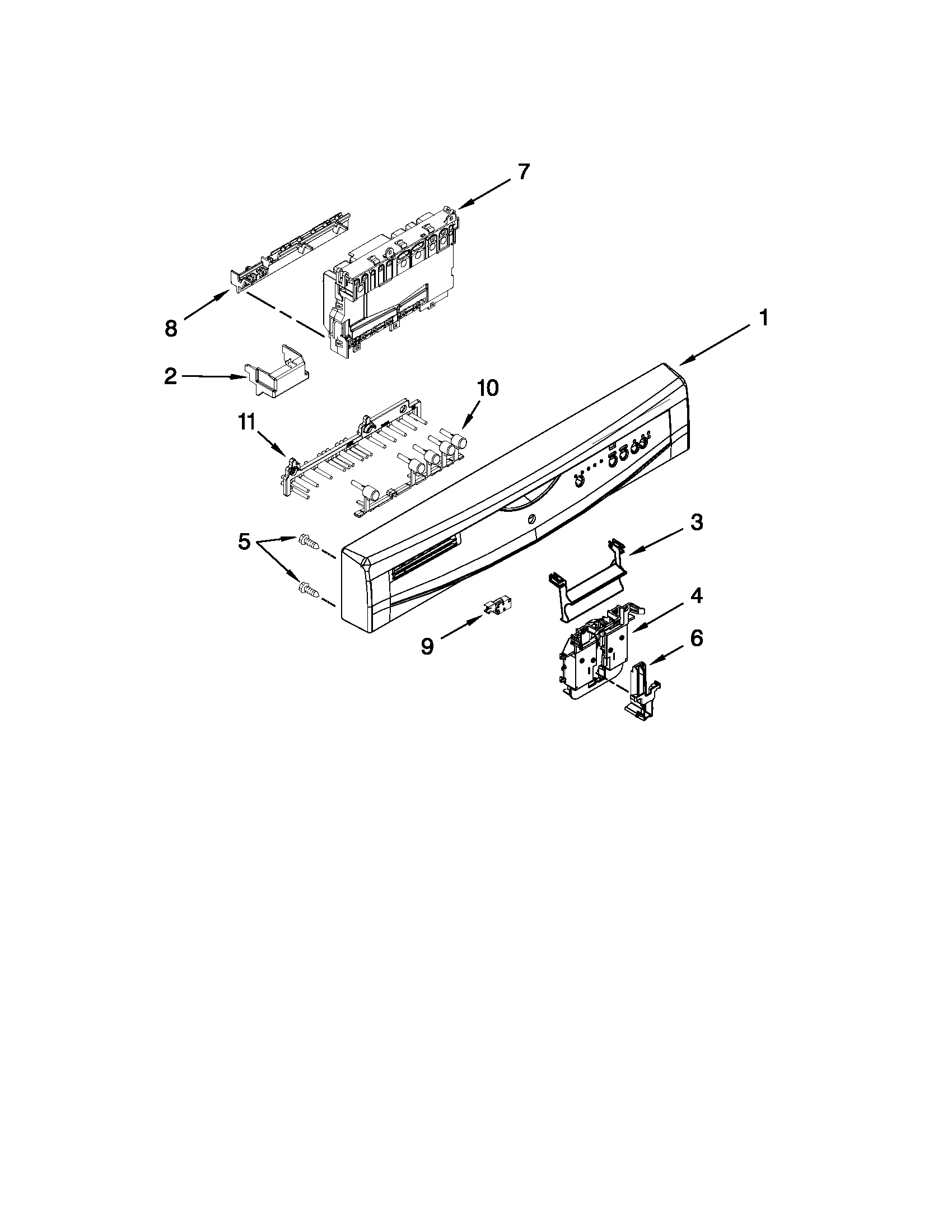Control panel and latch parts