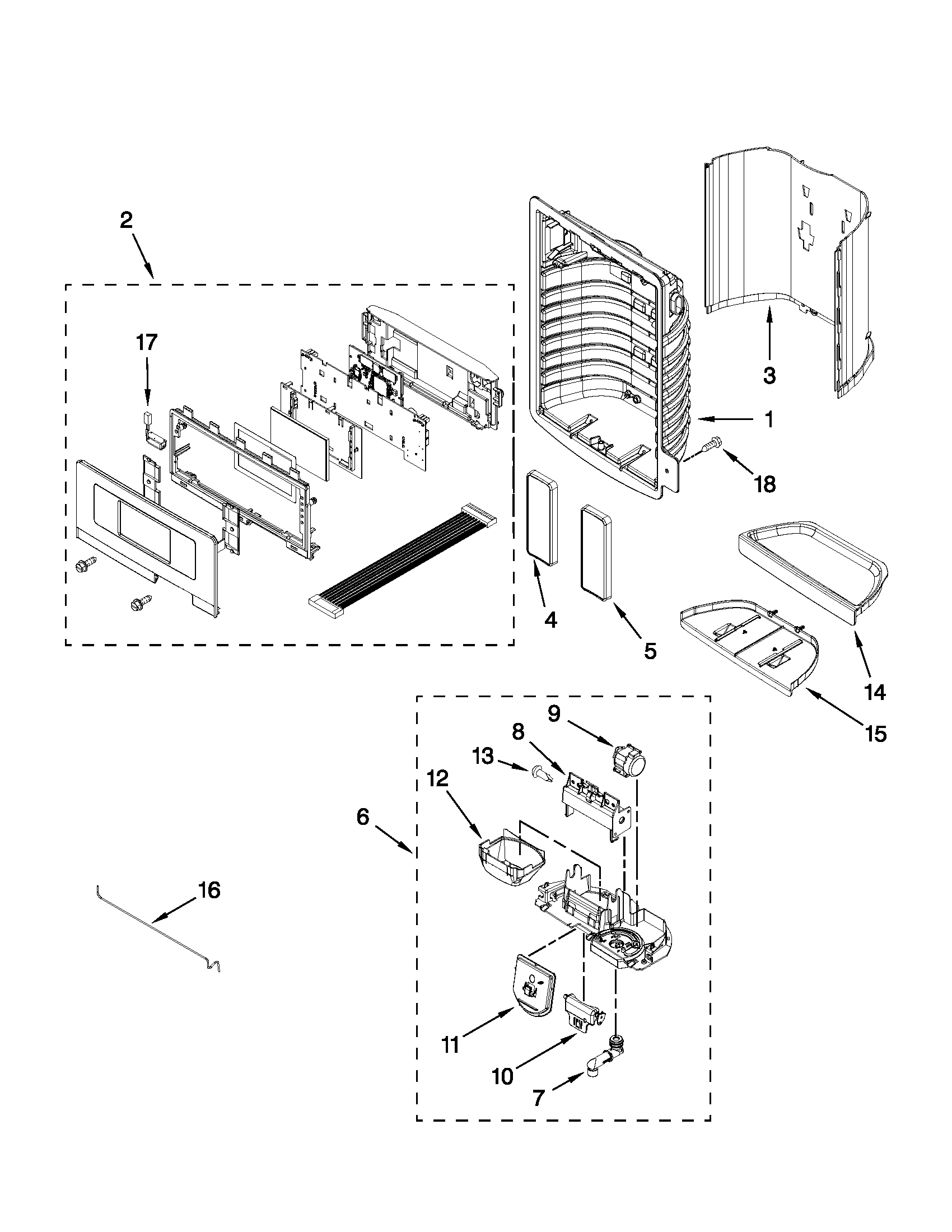 Dispenser front parts