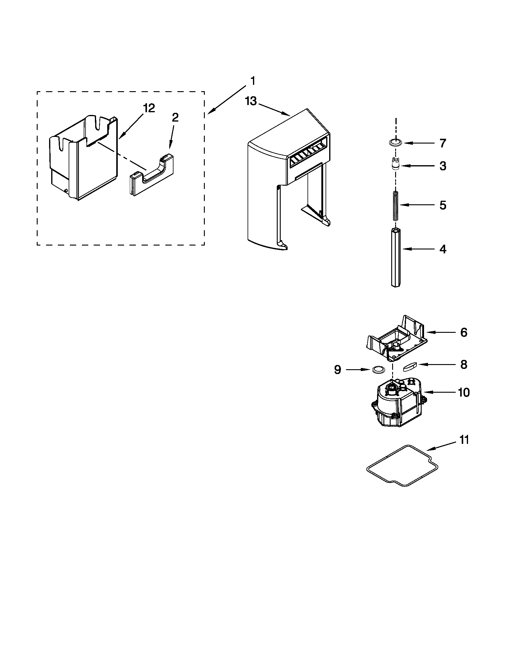Motor and ice container parts
