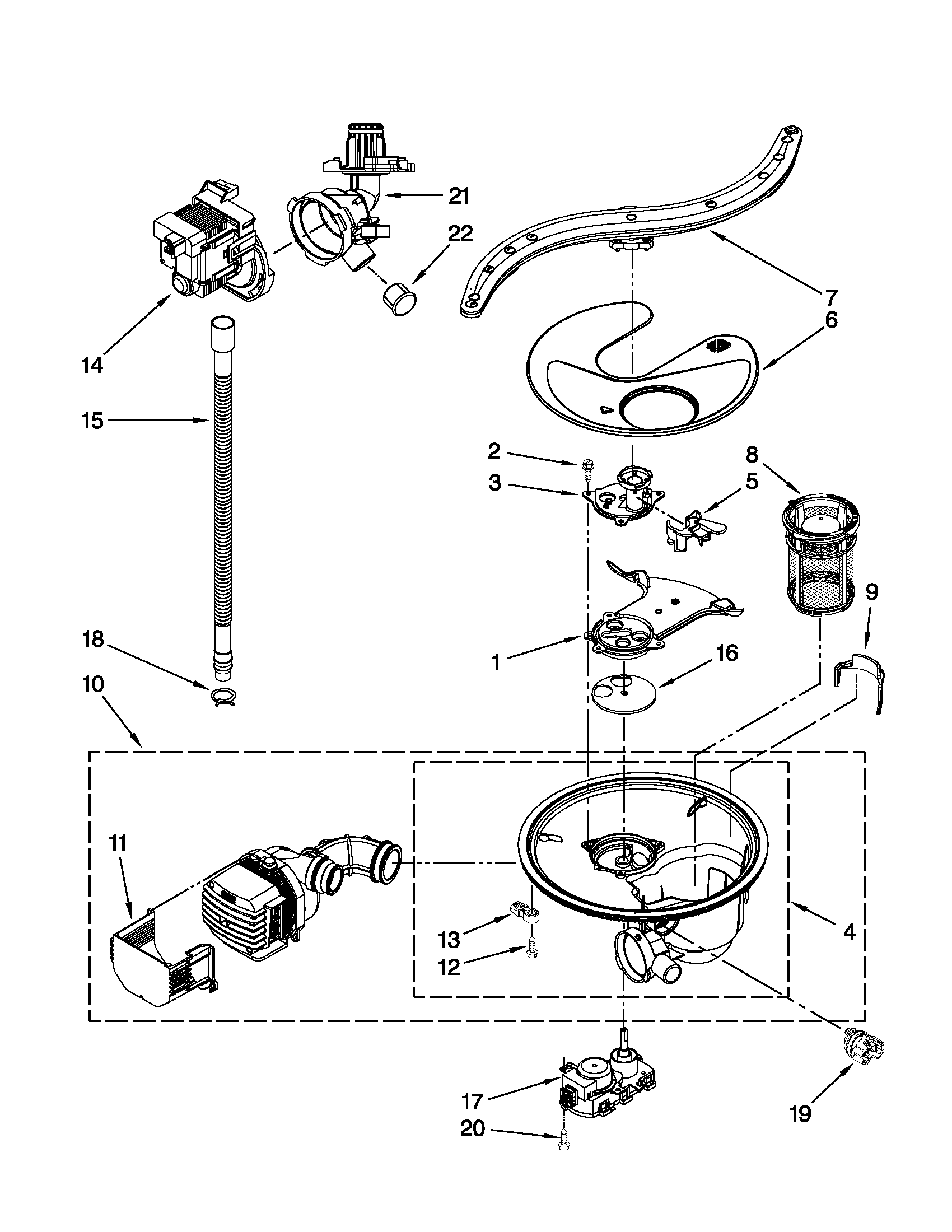 PUMP, WASHARM AND MOTOR PARTS