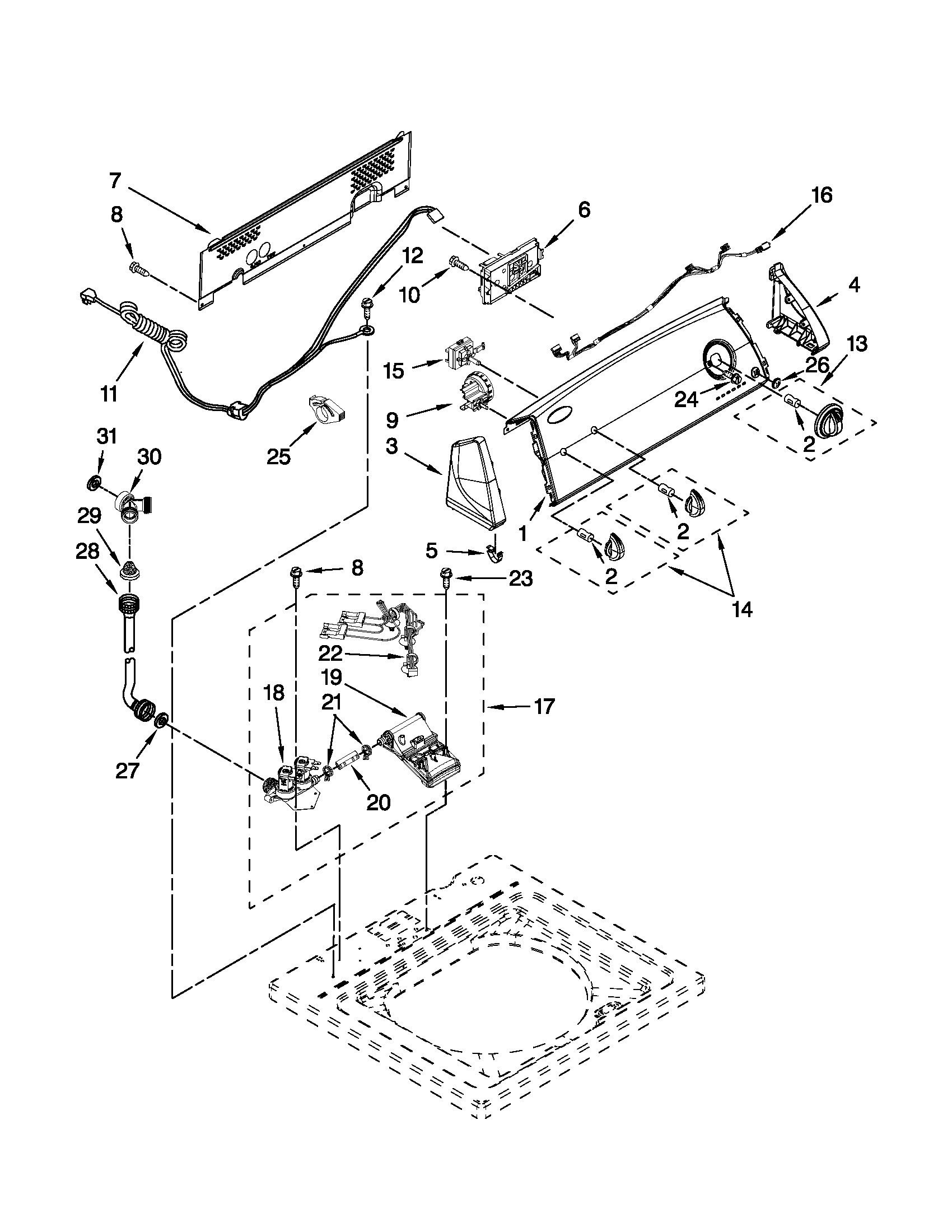 Controls and water inlet parts
