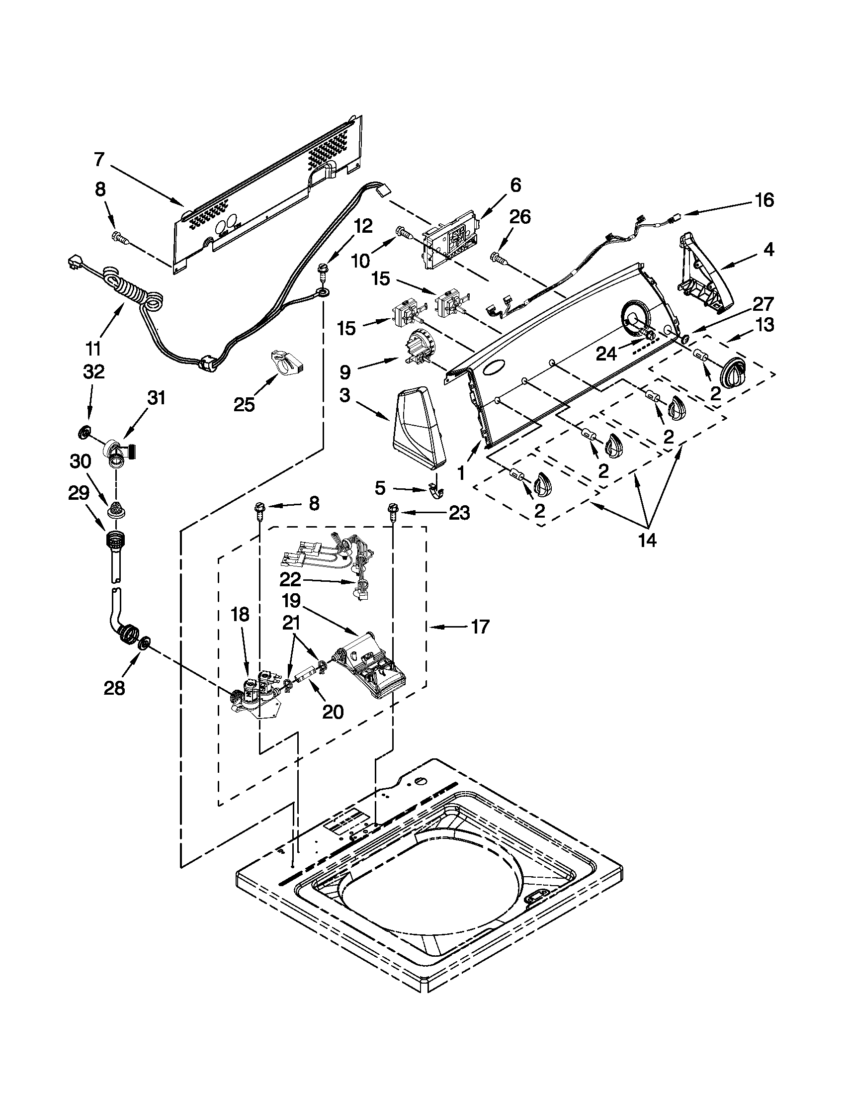 Controls and water inlet parts
