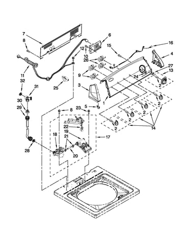 Controls and water inlet parts