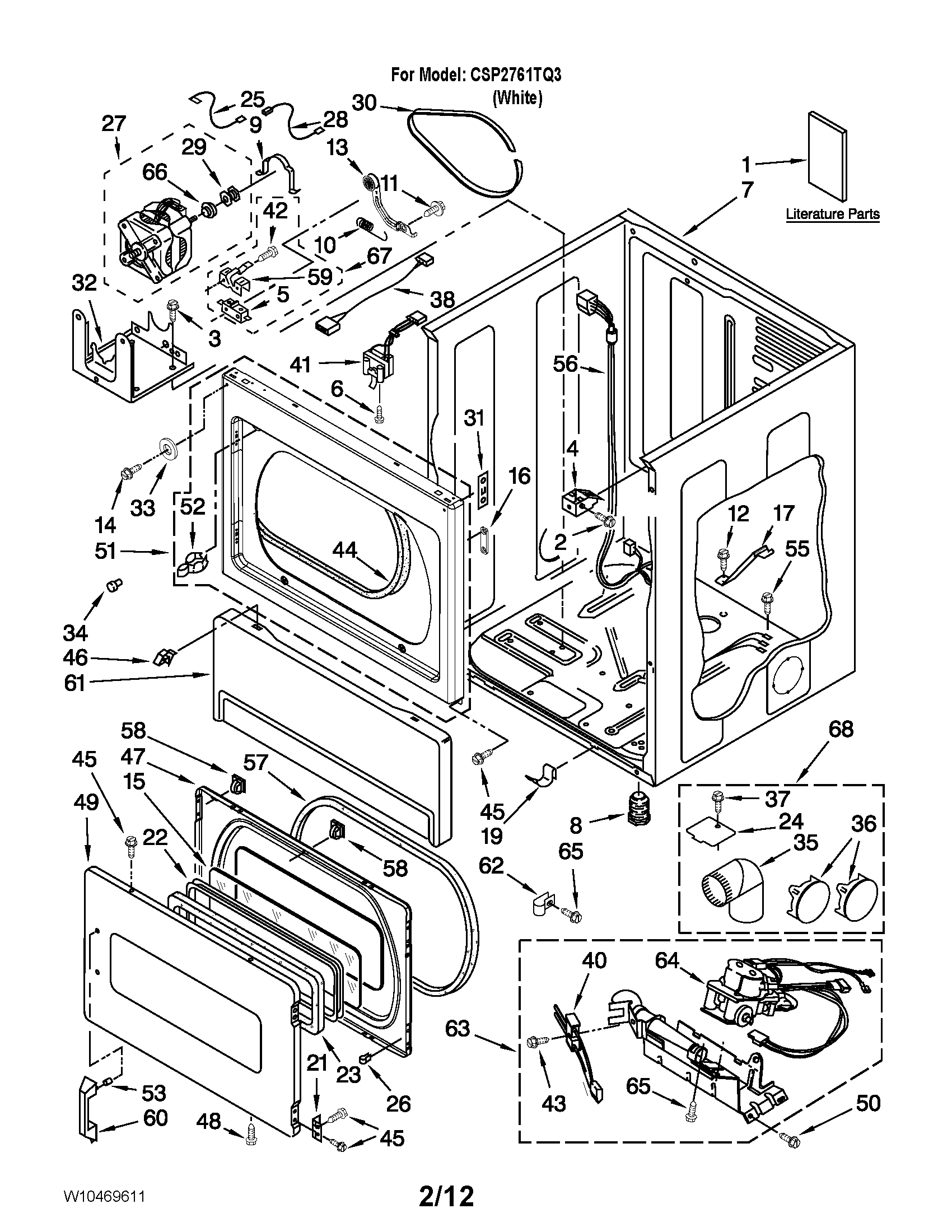 Lower cabinet and front panel parts