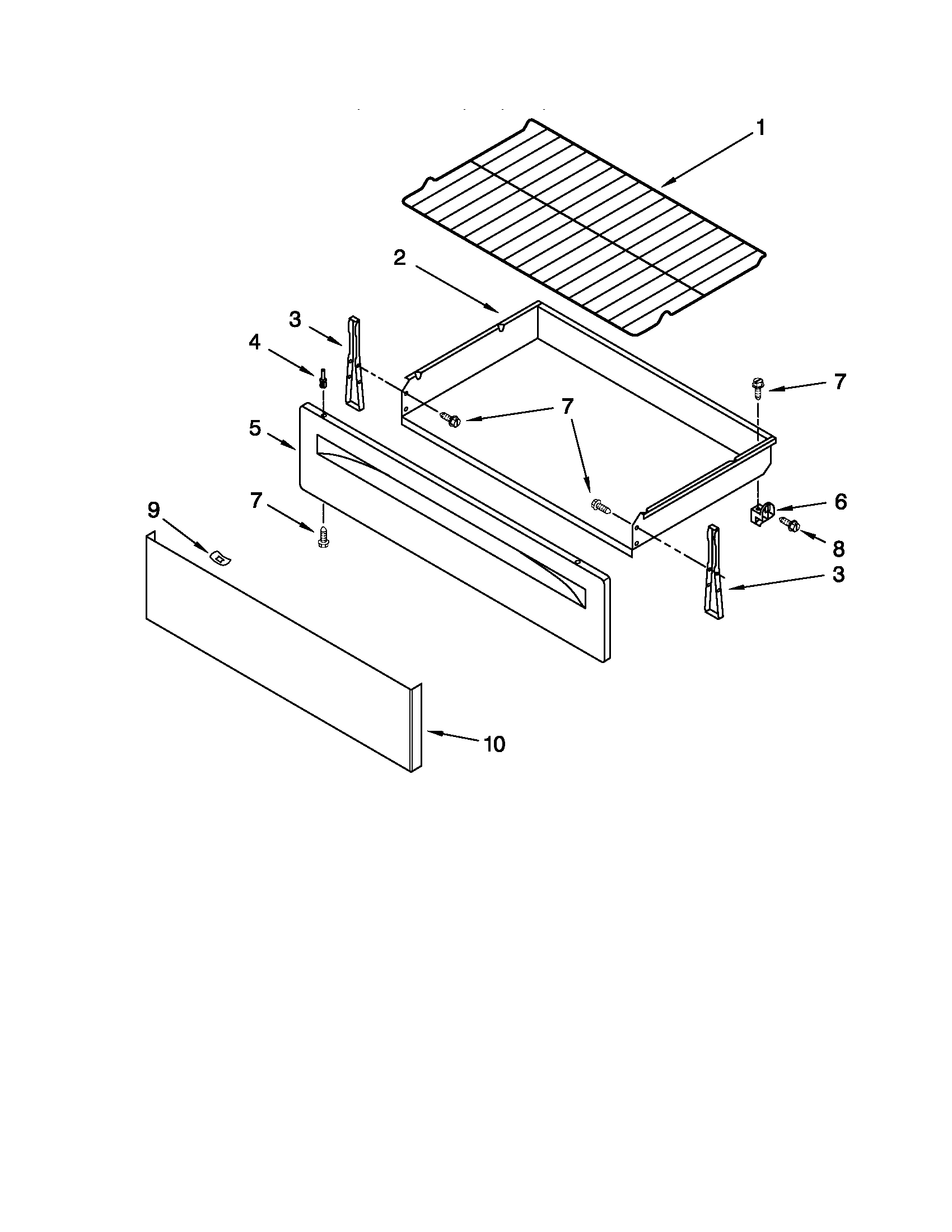 Drawer and rack parts