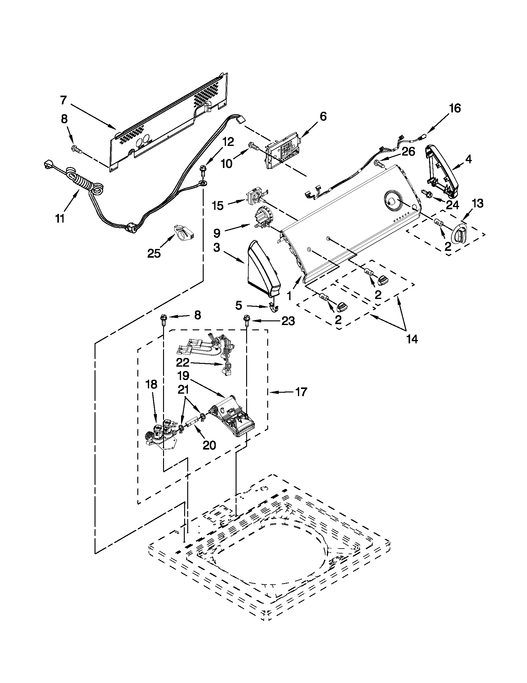 Controls and water inlet parts