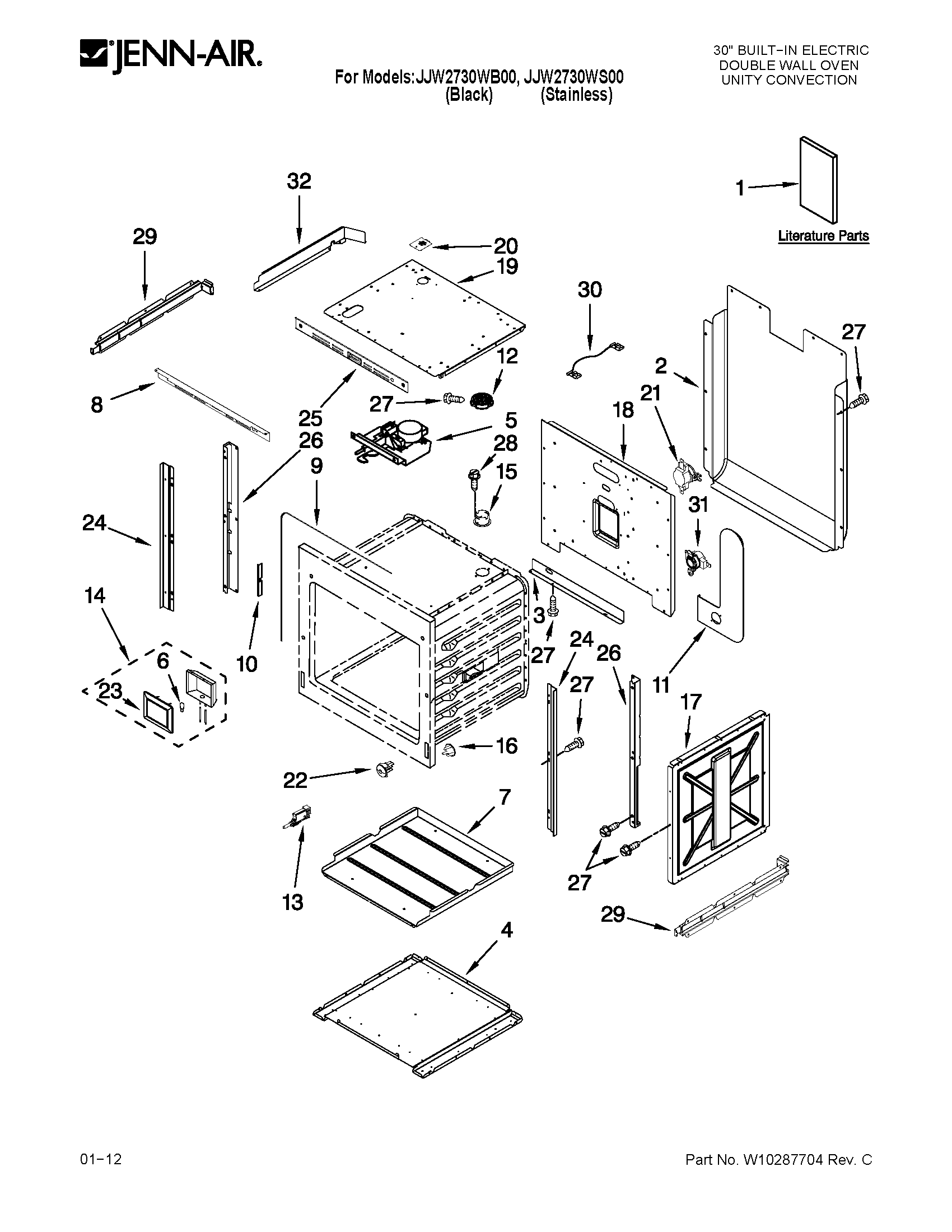 Upper oven parts