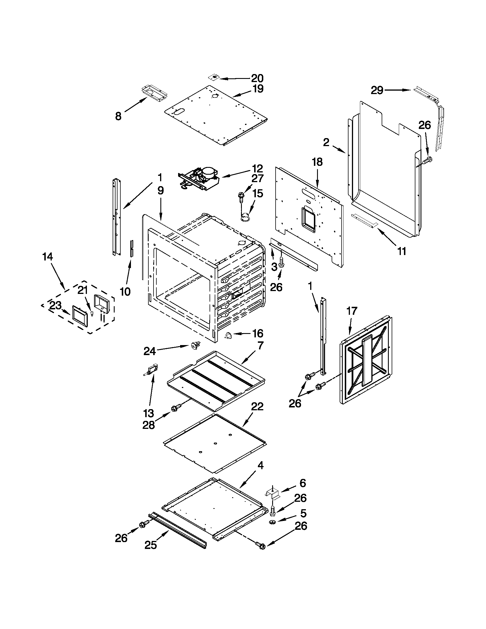 Lower oven parts