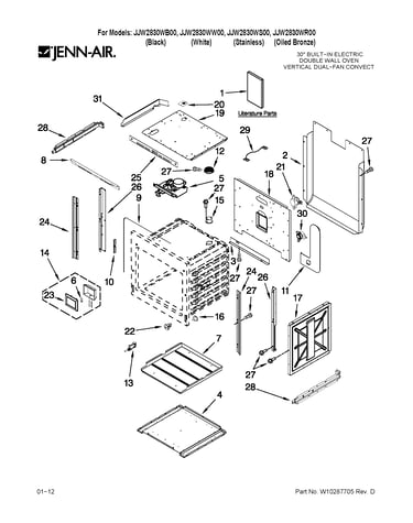 Upper oven parts