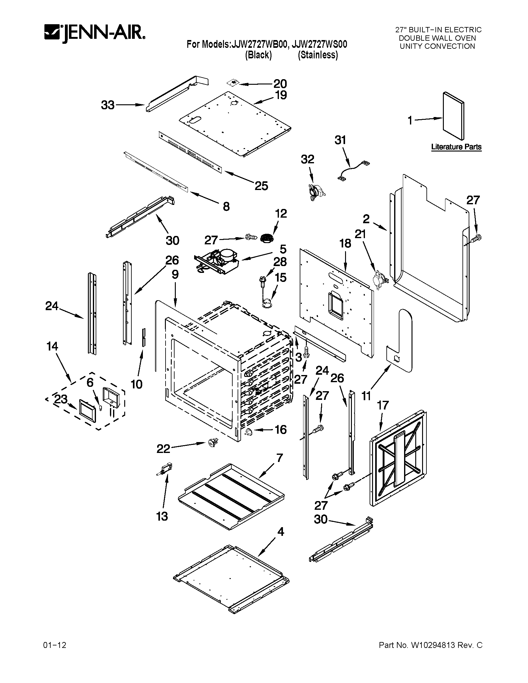 Upper oven parts