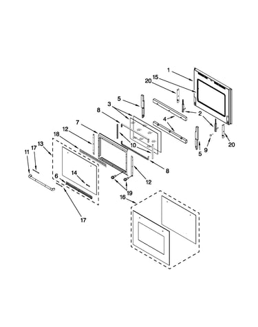 Upper oven door parts