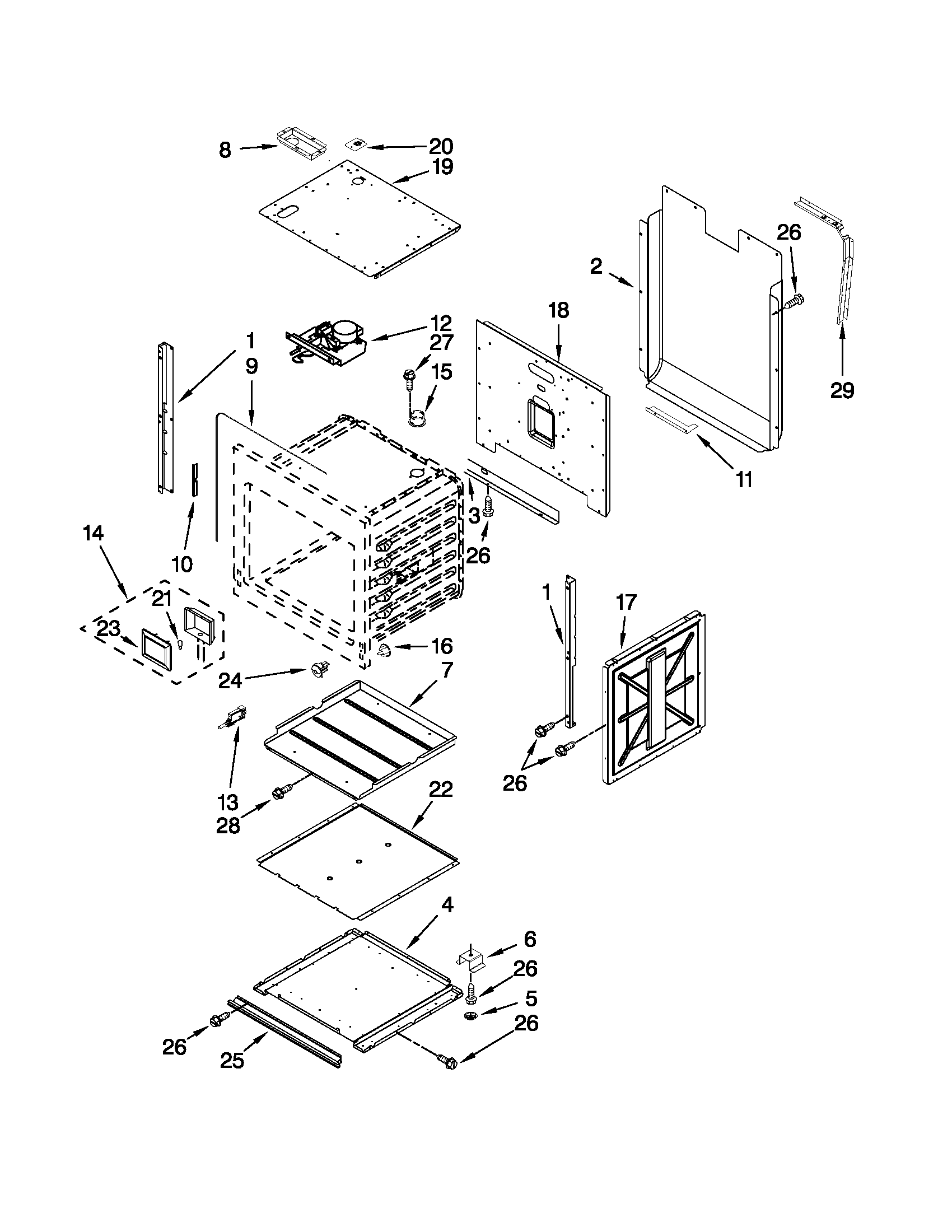 Lower oven parts
