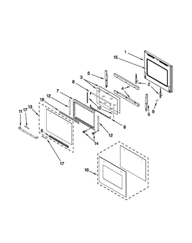 Upper oven door parts