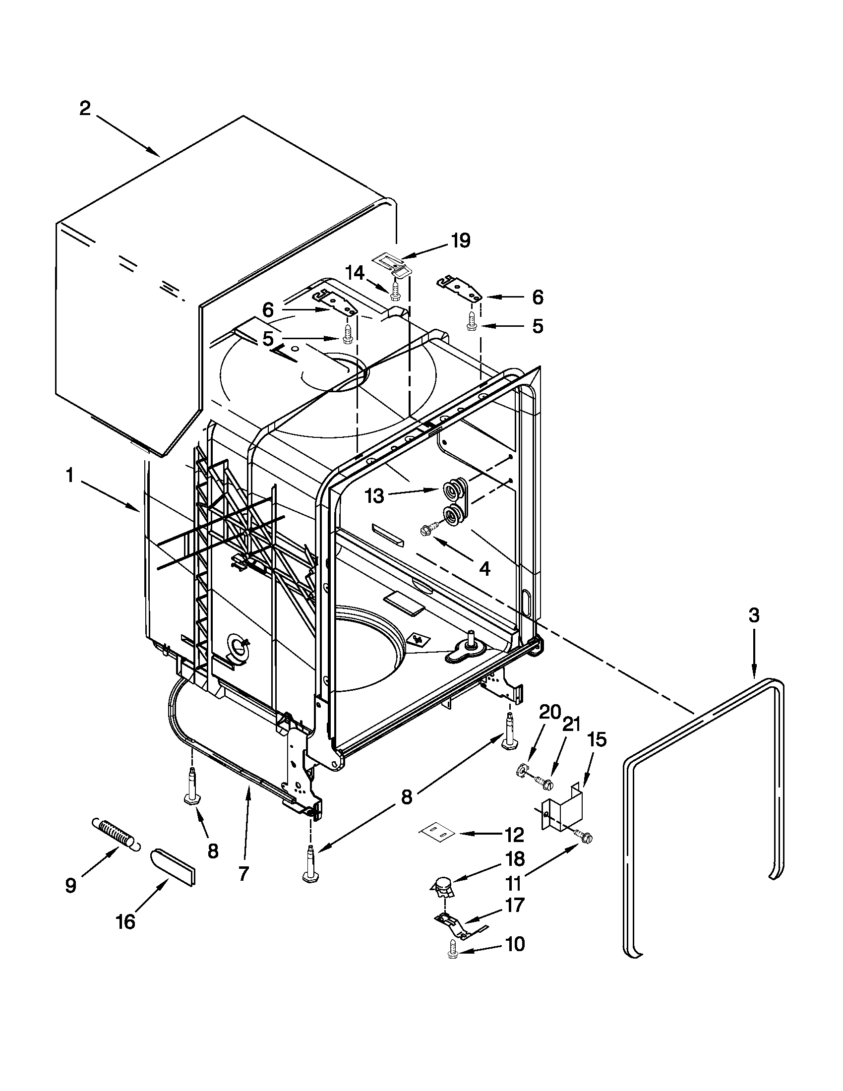 TUB AND FRAME PARTS