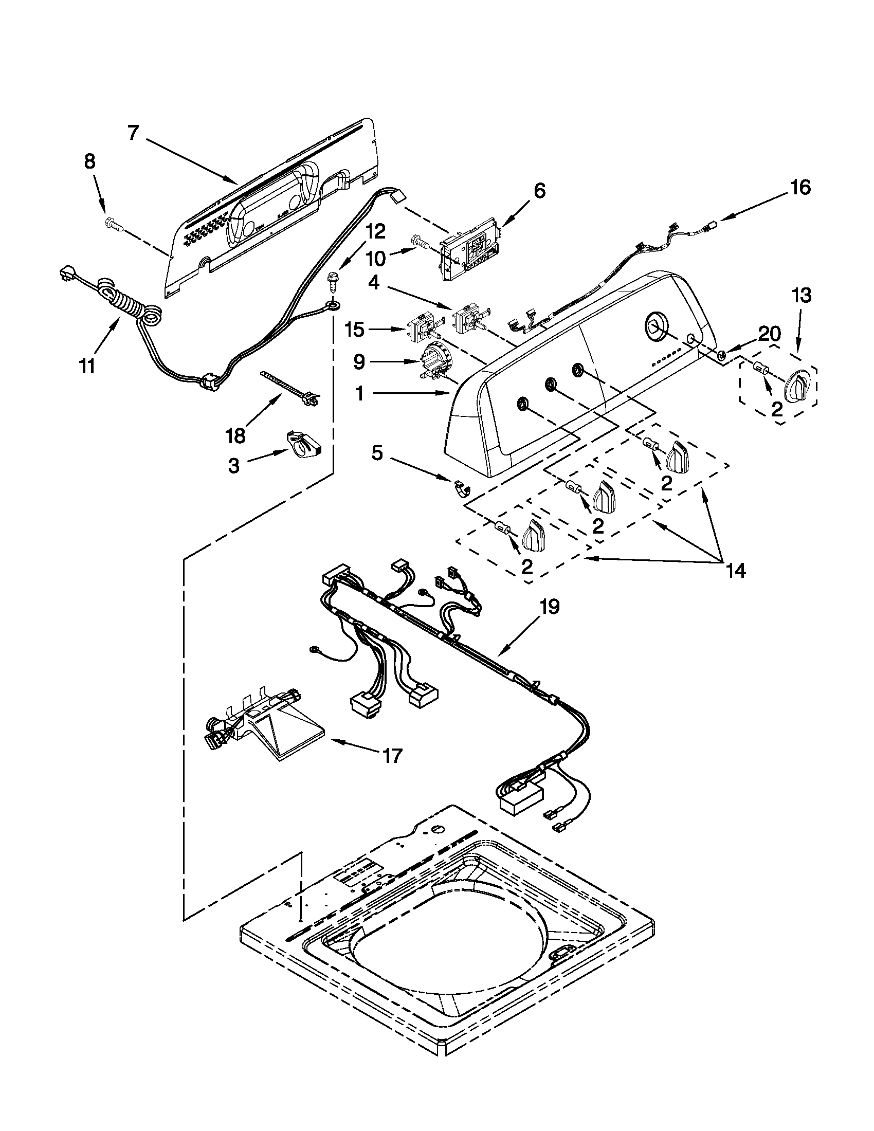 Controls and water inlet parts