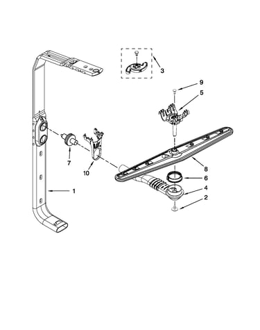 Upper wash and rinse parts