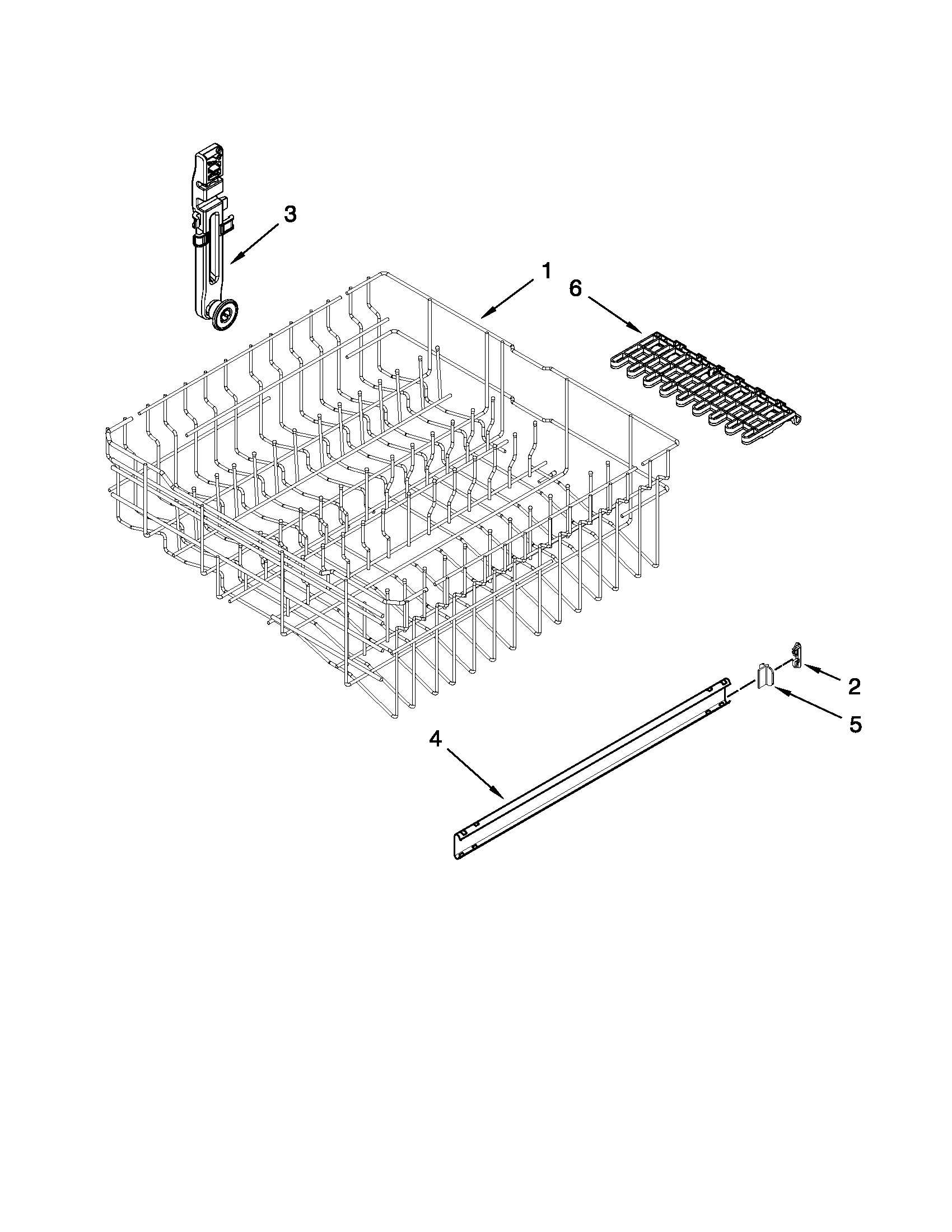 Upper rack and track parts