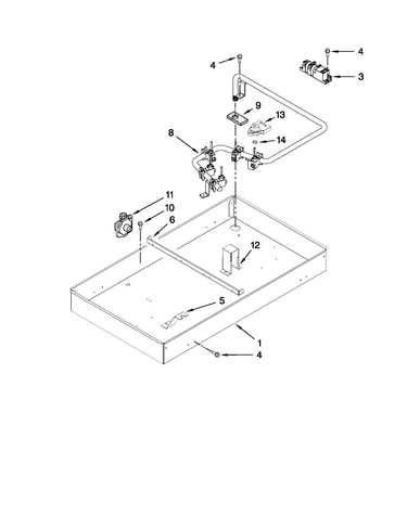 Burner box, gas valves, and switches