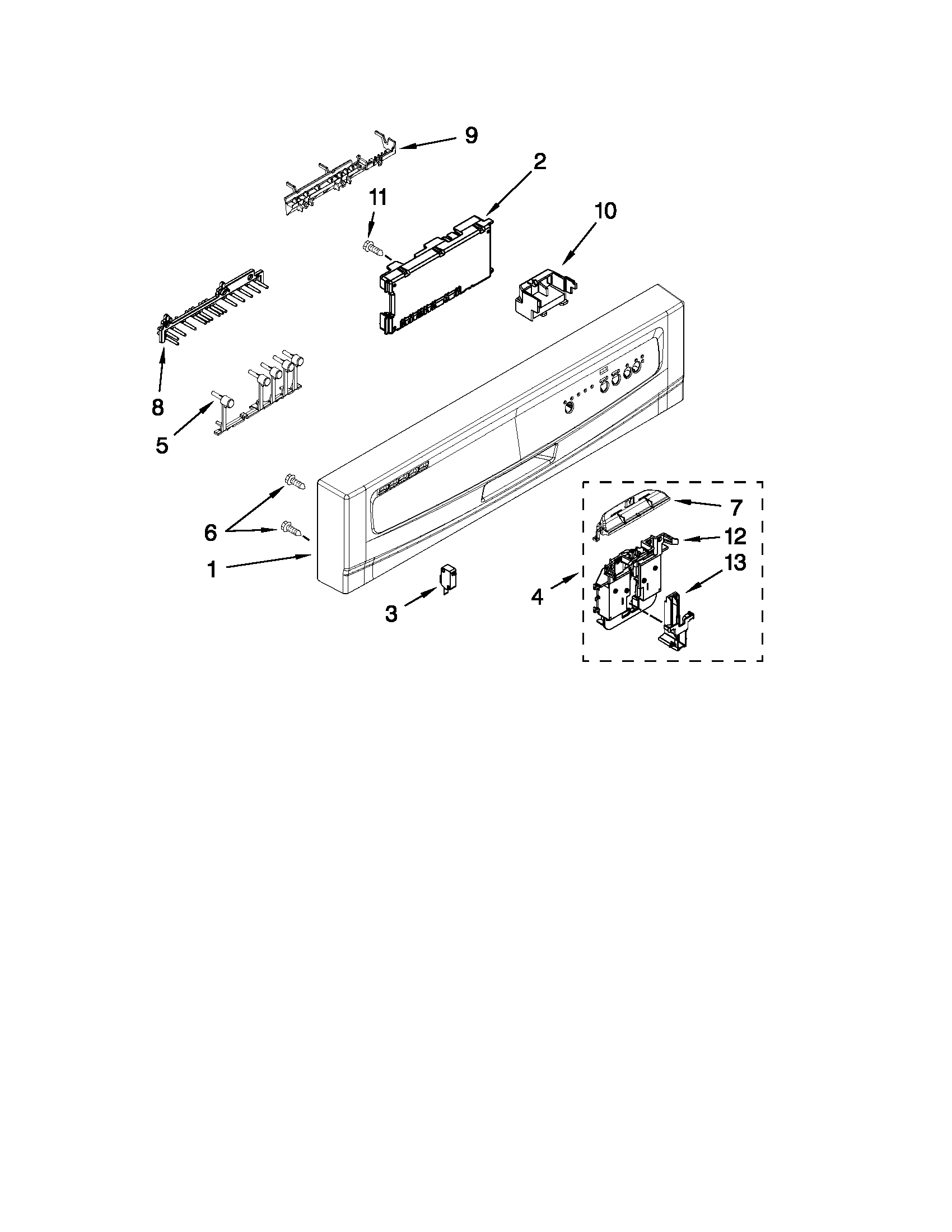Control panel and latch parts