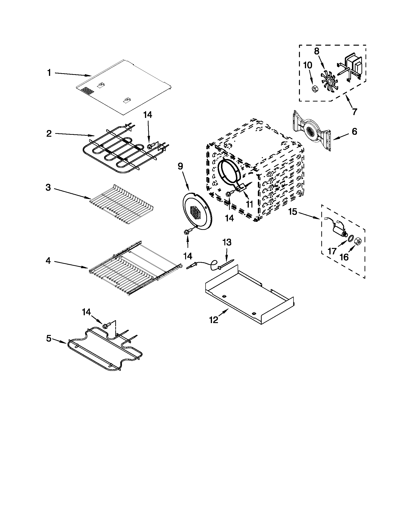 30" internal oven parts