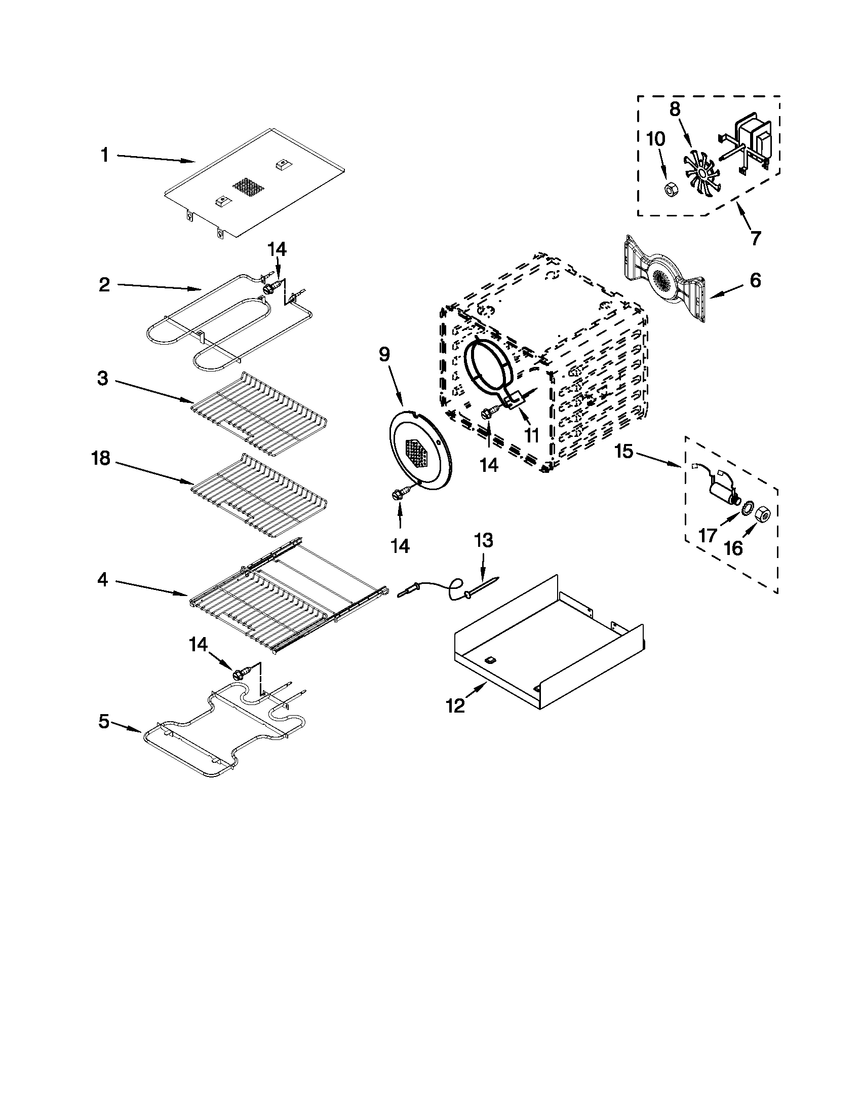 18" internal oven parts
