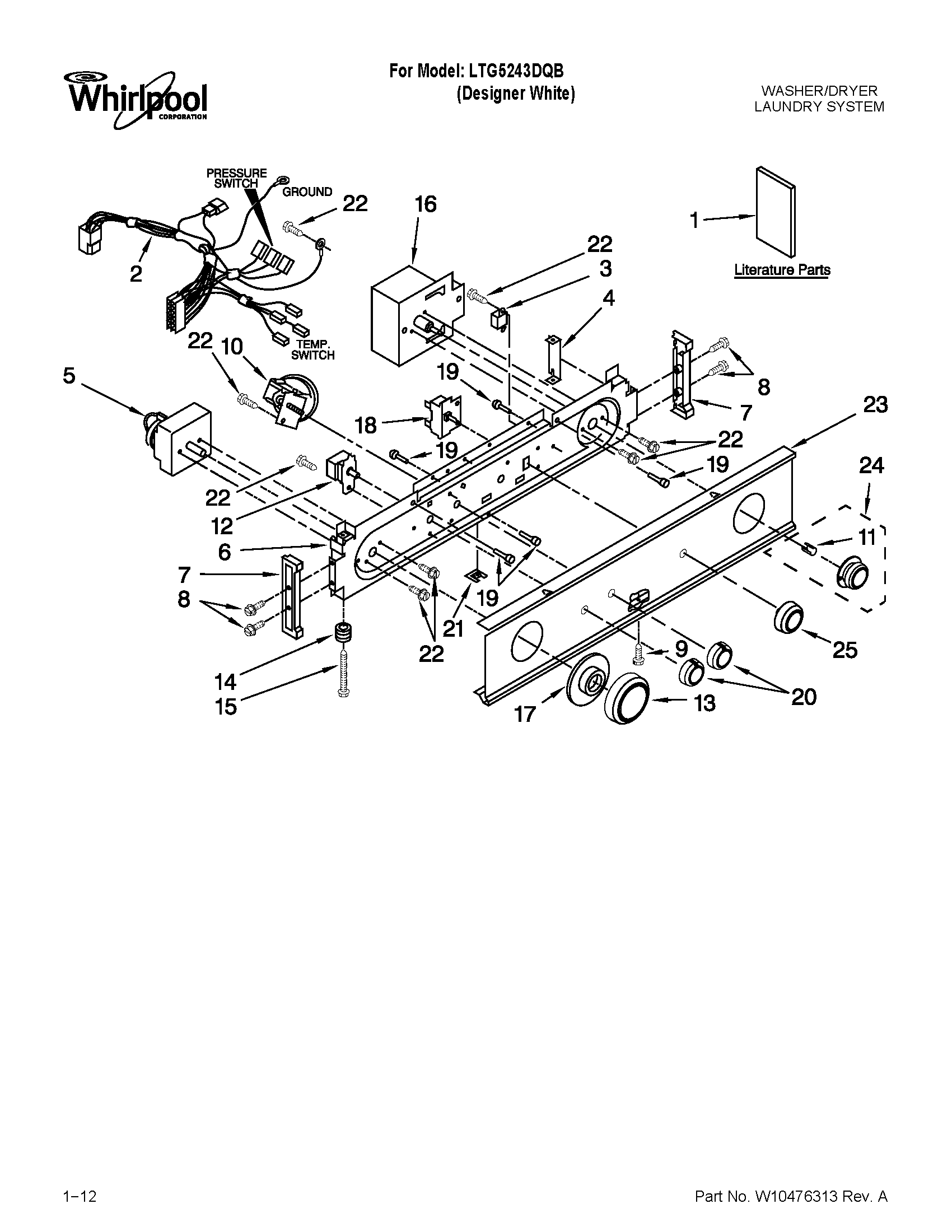 WASHER/DRYER CONTROL PANEL PARTS