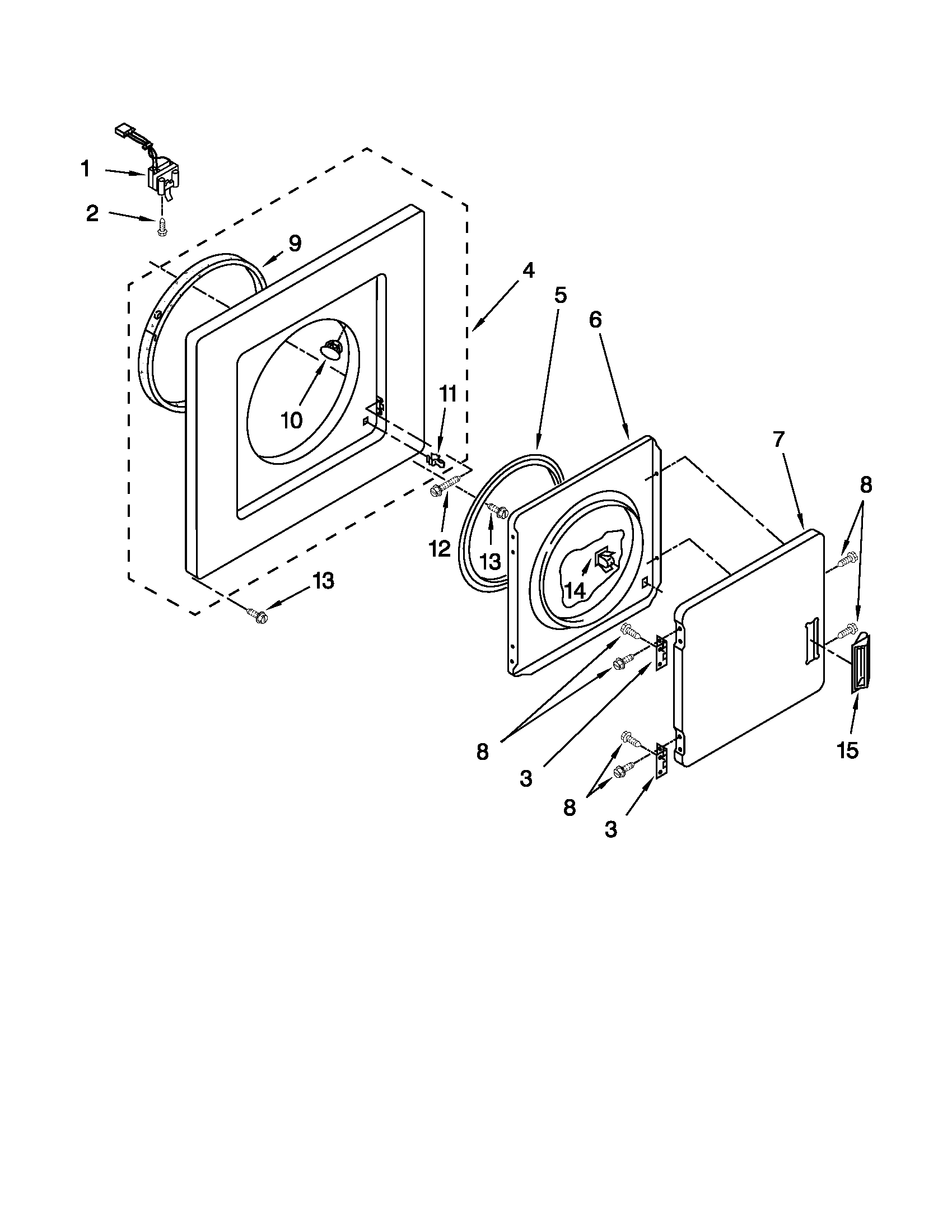 DRYER FRONT PANEL AND DOOR PARTS