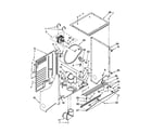 Whirlpool LTG5243DQB dryer cabinet and motor parts diagram