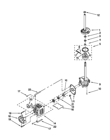 Brake, clutch, gearcase, motor and pump parts