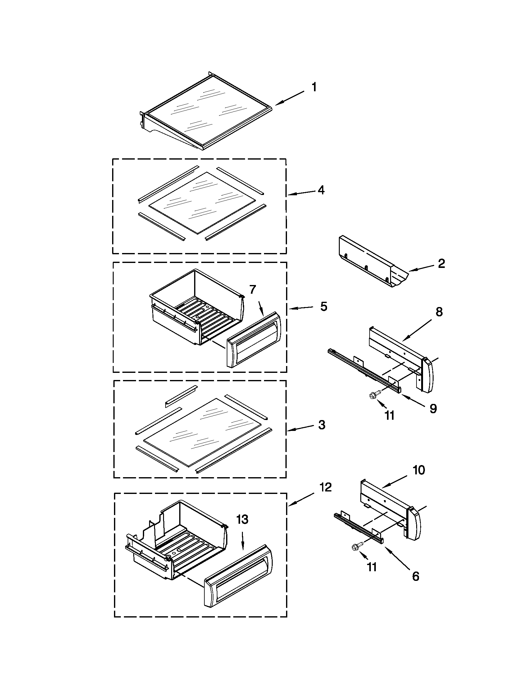 Refrigerator shelf parts