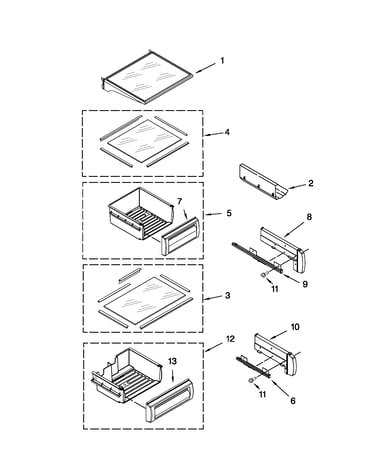 Refrigerator shelf parts