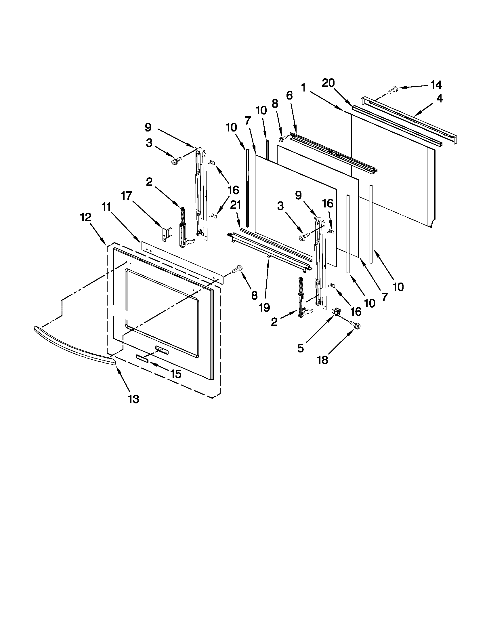 Oven door parts