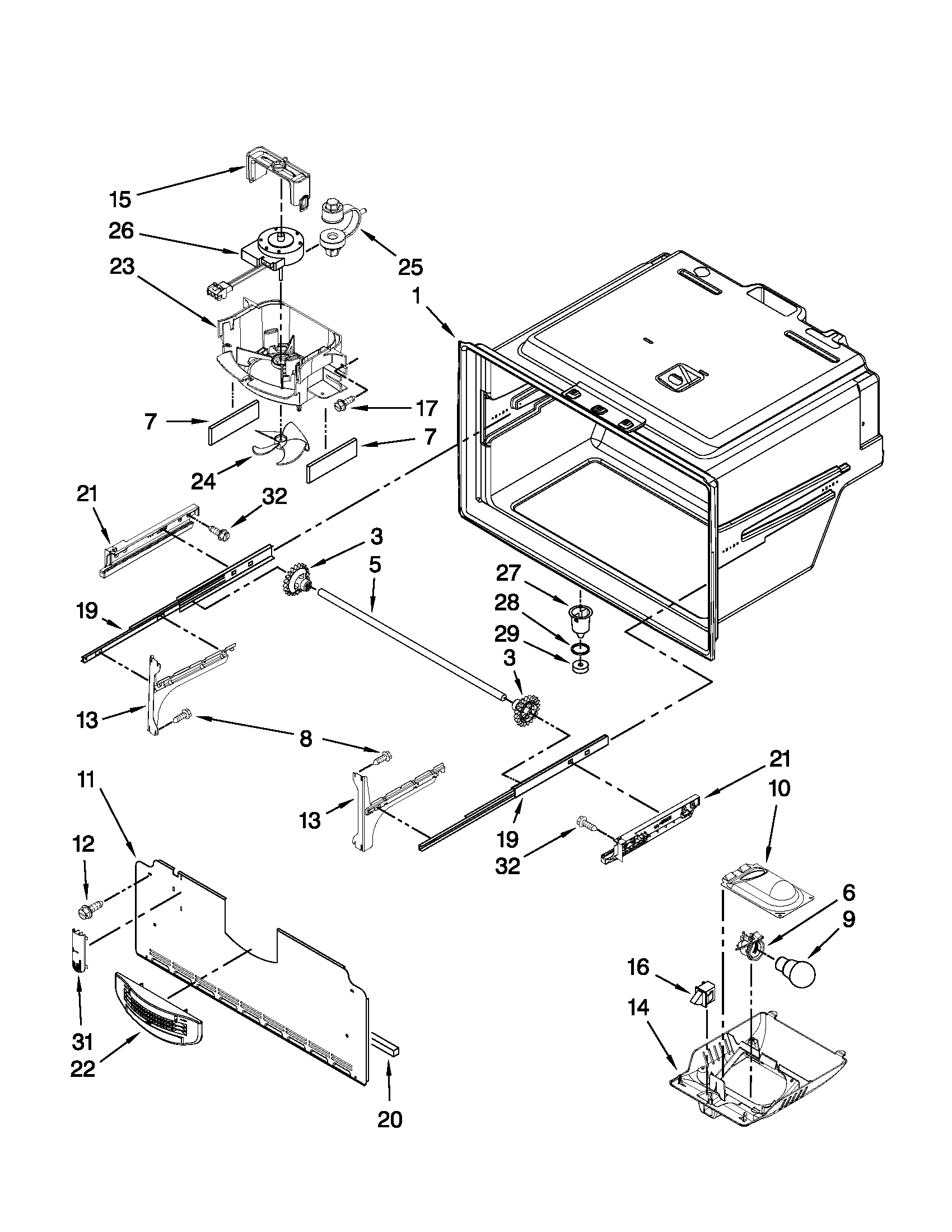 Freezer liner parts