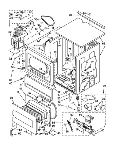 Upper cabinet and front panel parts