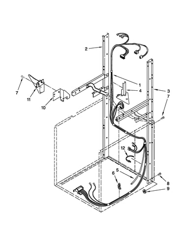 Dryer support and washer harness parts