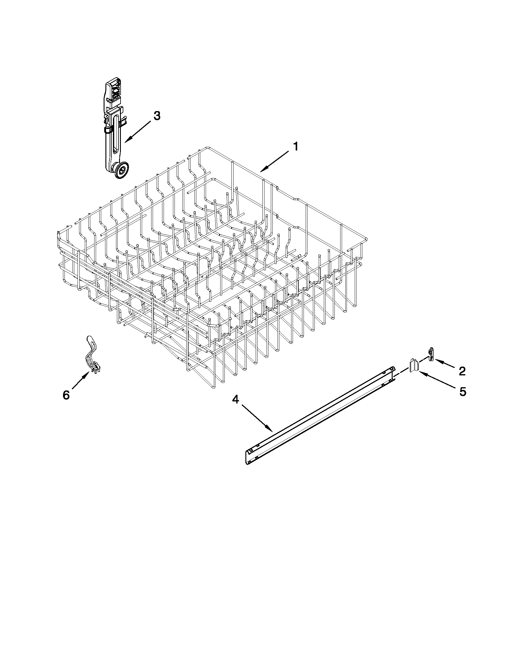 Upper rack and track parts