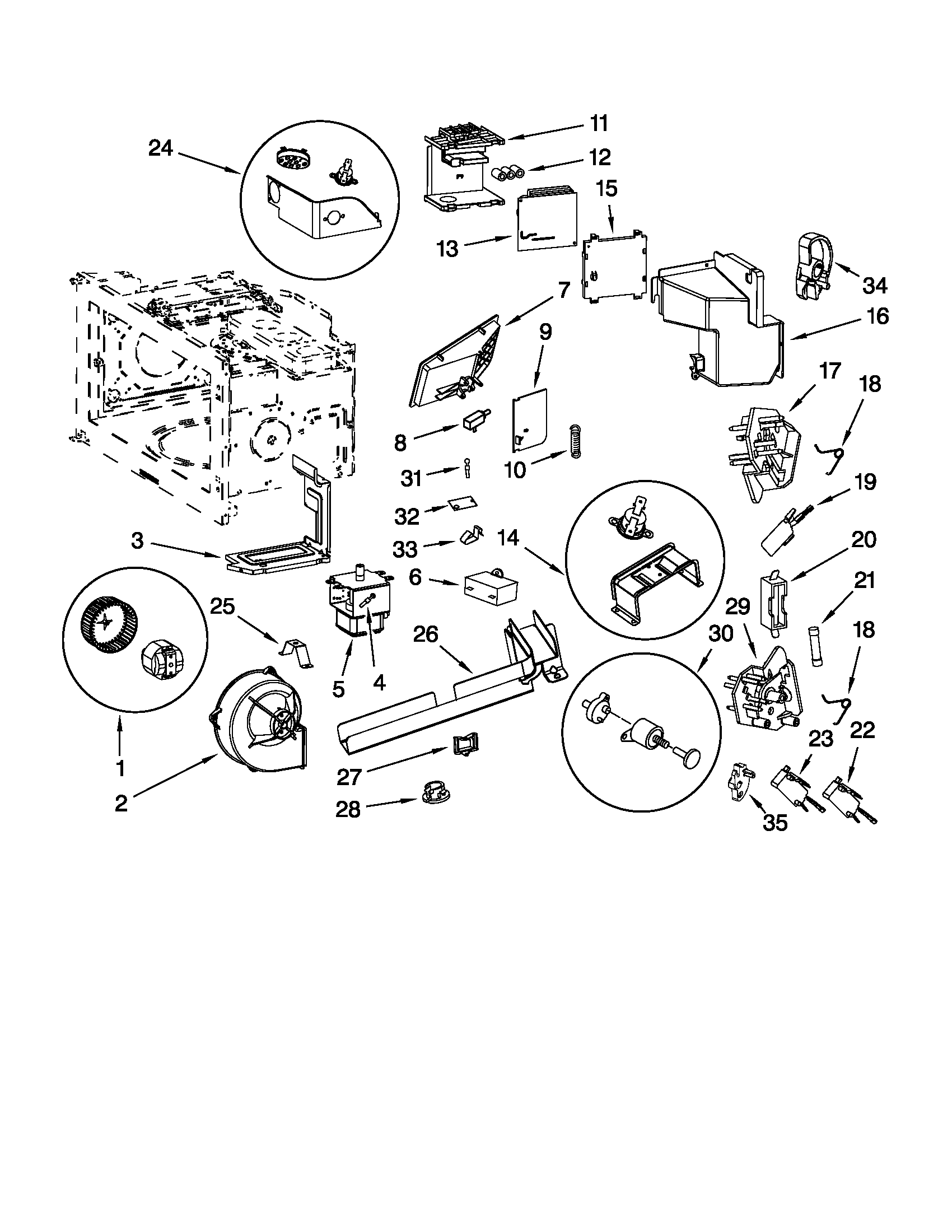 Interior and air flow parts
