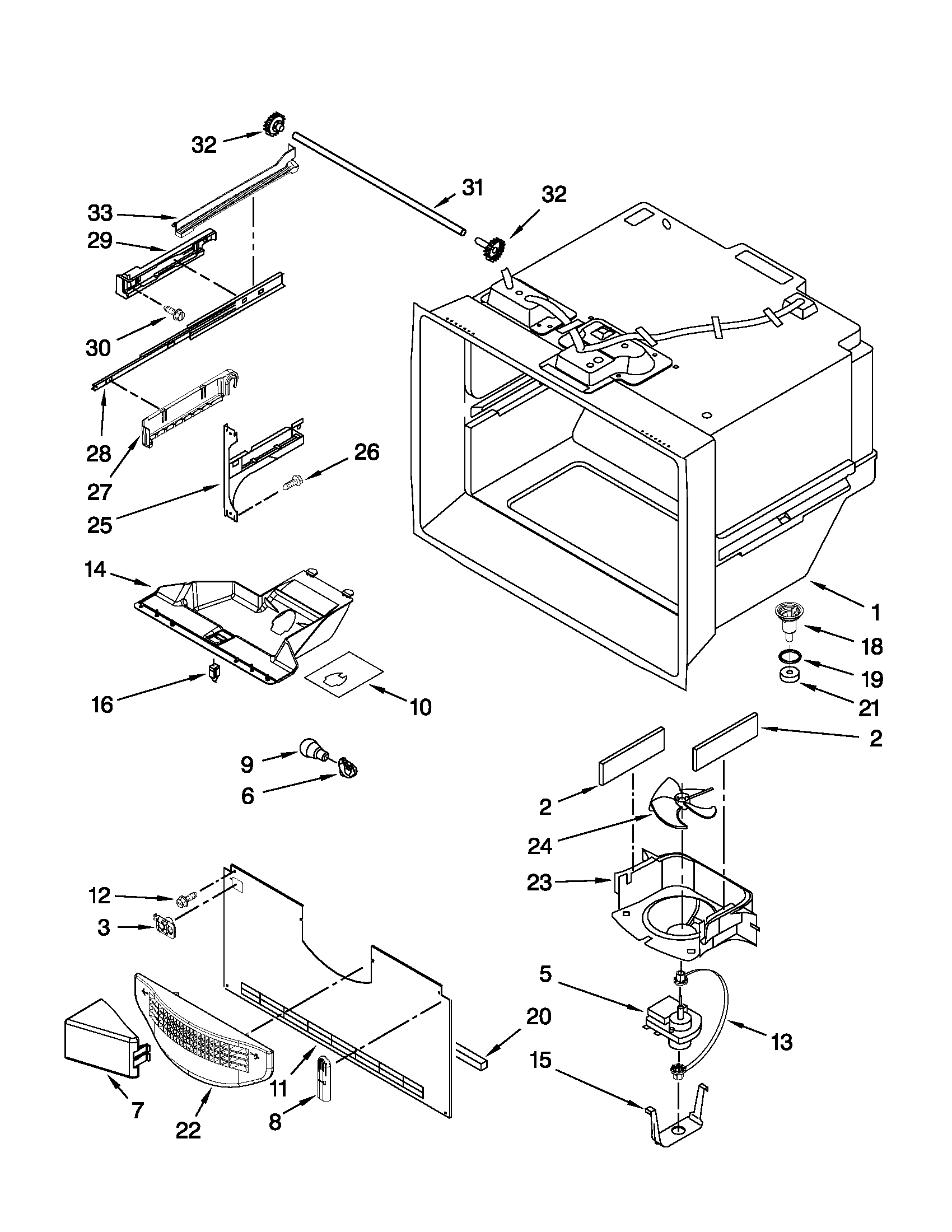 Freezer liner parts