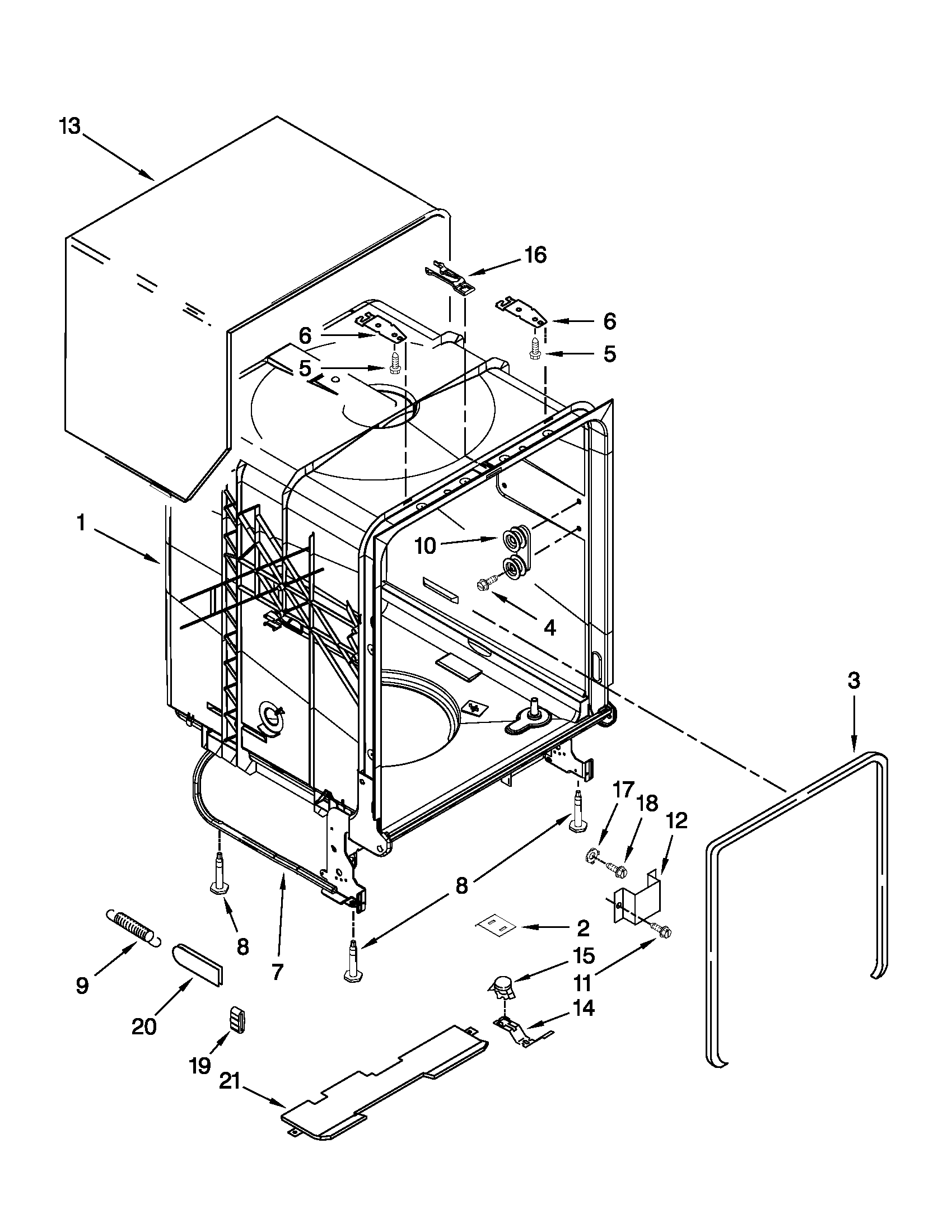 TUB AND FRAME PARTS