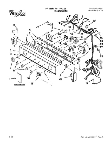 Washer/dryer control panel parts
